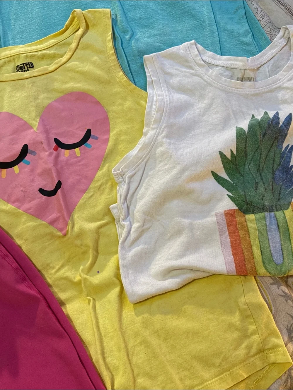 Kids Yellow Heart Tank Pajama Top - Brand Unknown